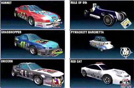 logos of cars with names. The cars featured in Daytona