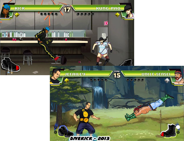 Guile's iconic sweep seen from the opponent's perspective in